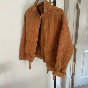 Zara Women's Quilted Brown Puffer Jacket